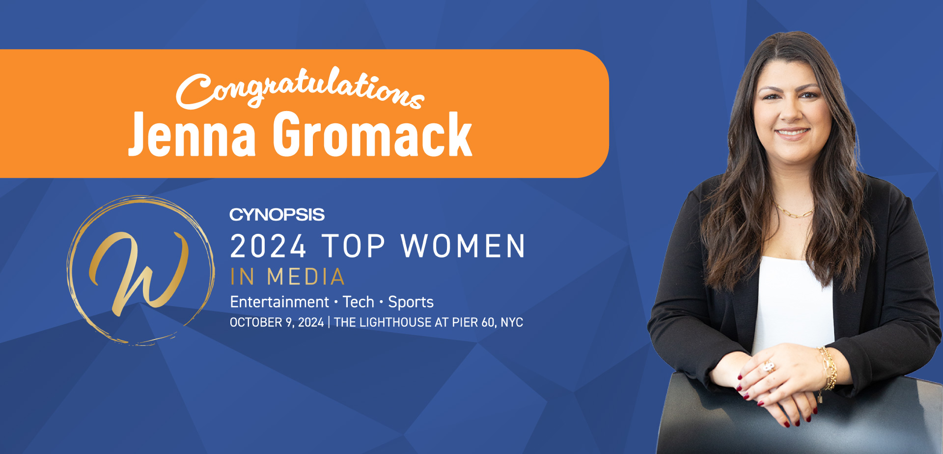 Congratulations Jenna 2024 Gromack Cynopsis Top Women in Media MVP Award Honoree