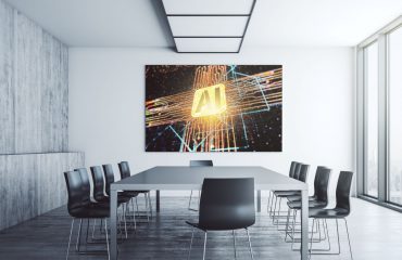 AI on screen in conference room