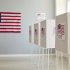 U.S voting booths and USA flags